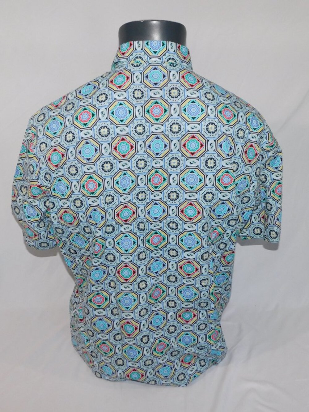 Robert Graham Inward Multicolor Geometric Short Sleeve Shirt Button Mens L - Picture 12 of 12
